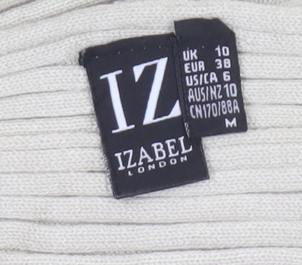 Izabel London Women Beige Size 10 Rib Knit Dolman Sleeve Jumper
