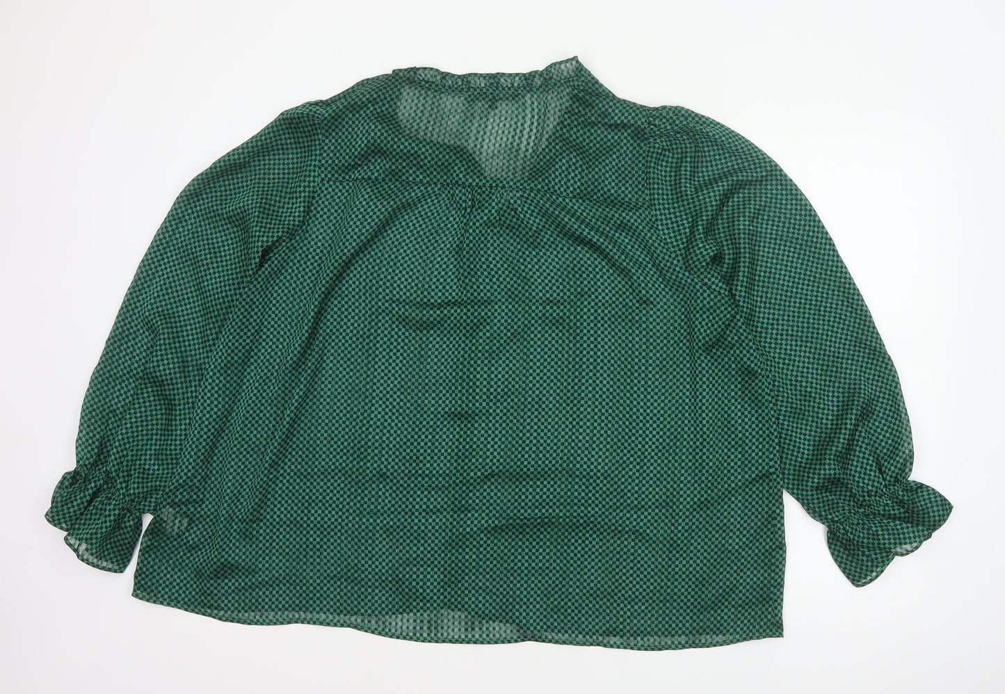 Next Women’s Green Check Sheer Ruffle Blouse Size 22 Plus