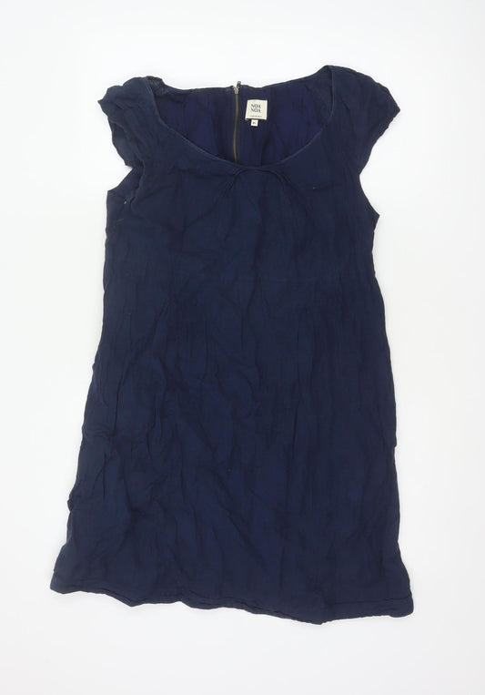 Noa Noa Women’s Blue XL Knee Length Shift Dress Ruffle Cap Sleeves