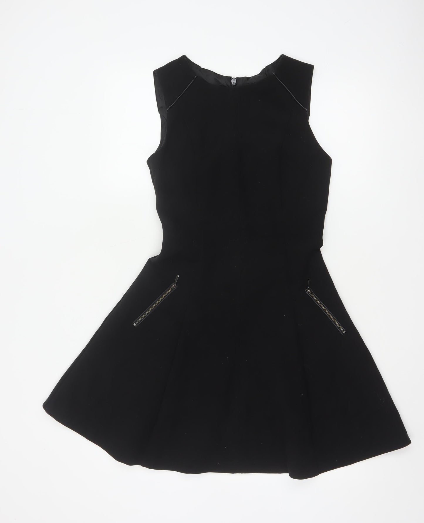 Oasis Women Black UK 8 Fit & Flare Knee Length Zip Pocket Dress