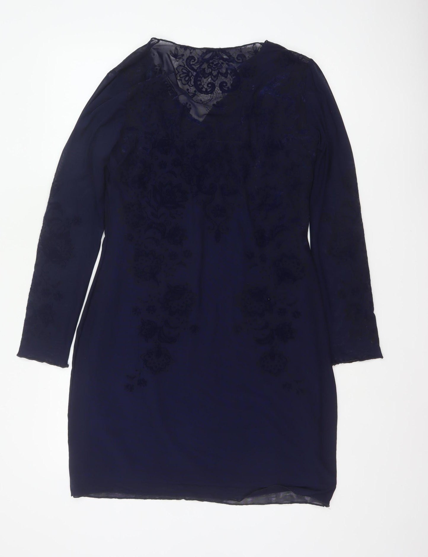 Joe Browns Women Blue UK 12 Sheath Dress Floral Lace V-Neck