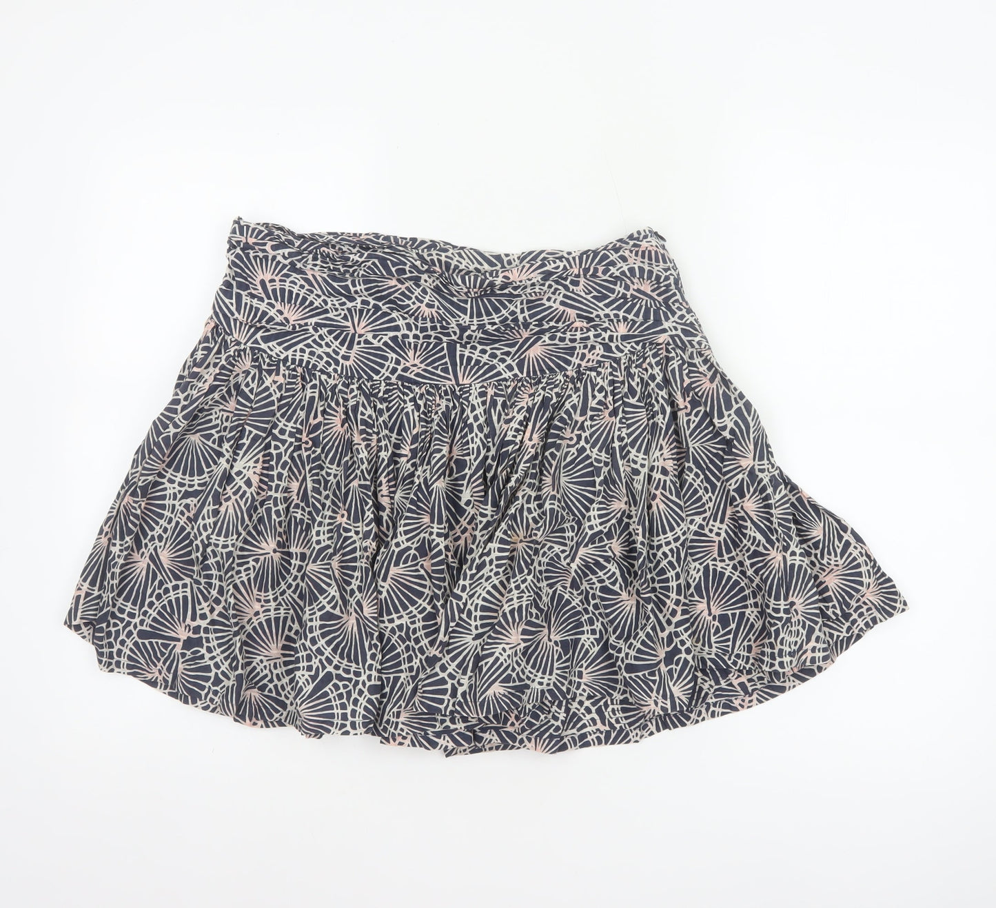 French Connection Women Blue Floral Cotton Skater Mini Skirt UK 10
