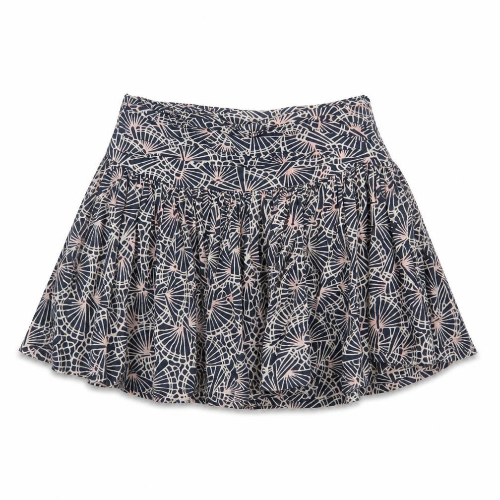 Front view of French Connection Women Blue Floral Cotton Skater Mini Skirt UK 10