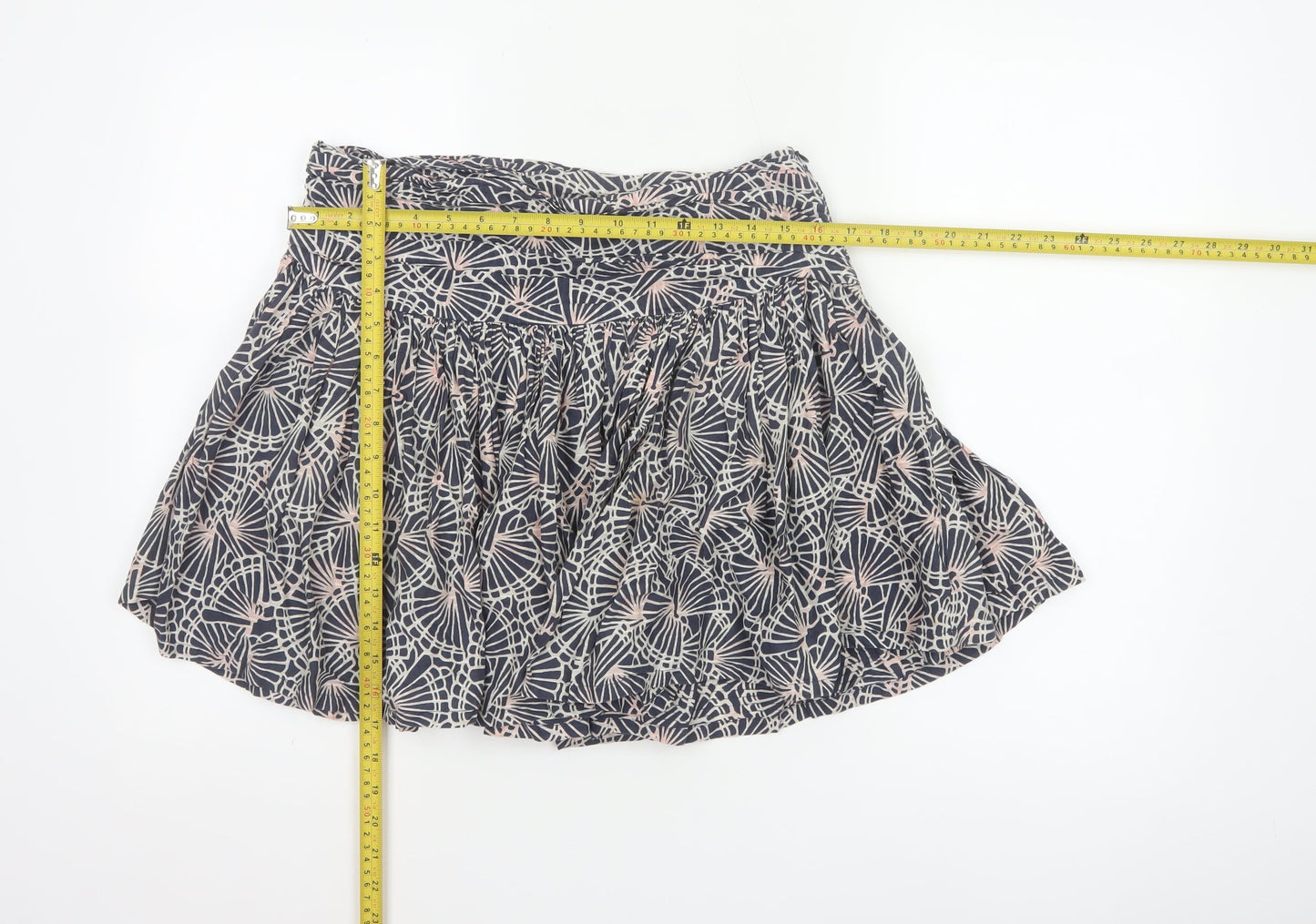 French Connection Women Blue Floral Cotton Skater Mini Skirt UK 10