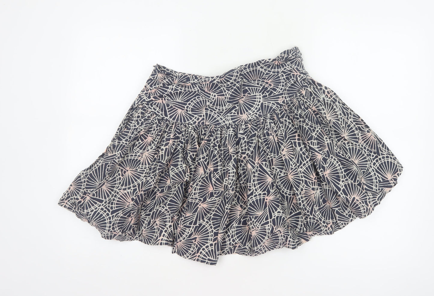 French Connection Women Blue Floral Cotton Skater Mini Skirt UK 10