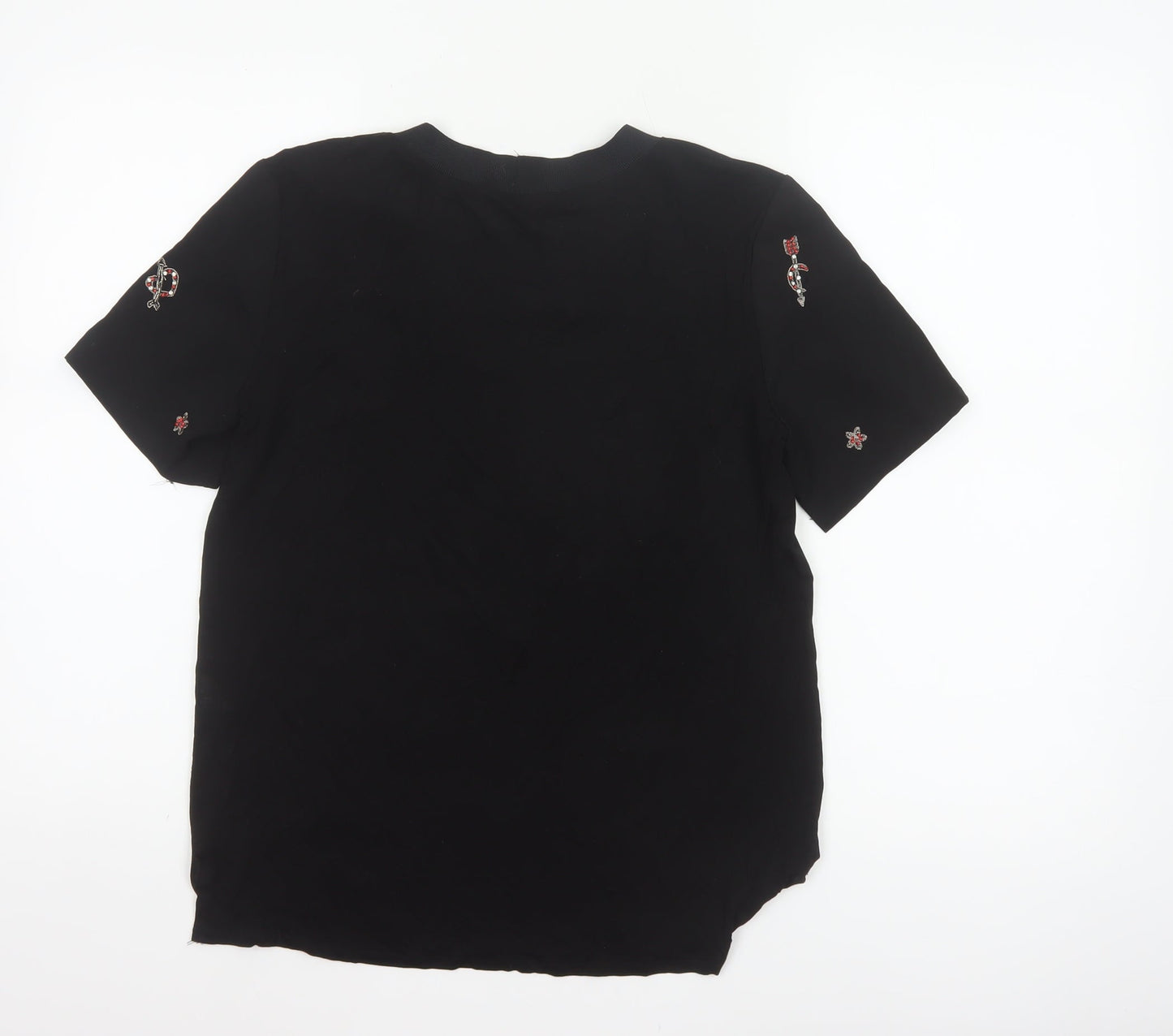 French Connection Women’s Black XS Embellished Crew Neck T-Shirt