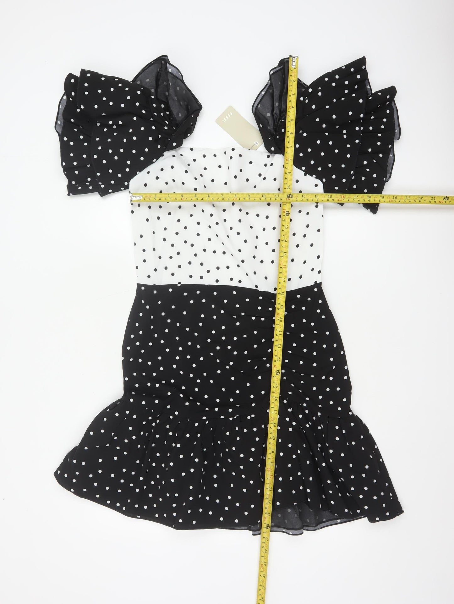 Coast Women Black White Polka Dot UK 10 Fit & Flare Ruffle Dress