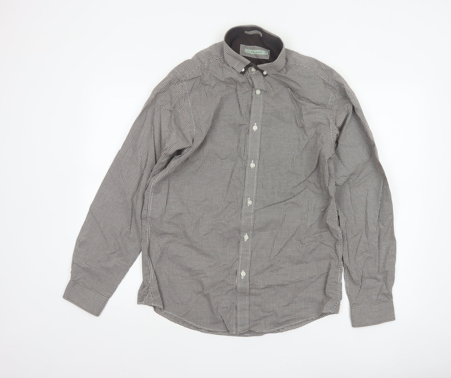 Lakeland Men’s Brown Check Cotton Button-Down Long Sleeve Shirt M