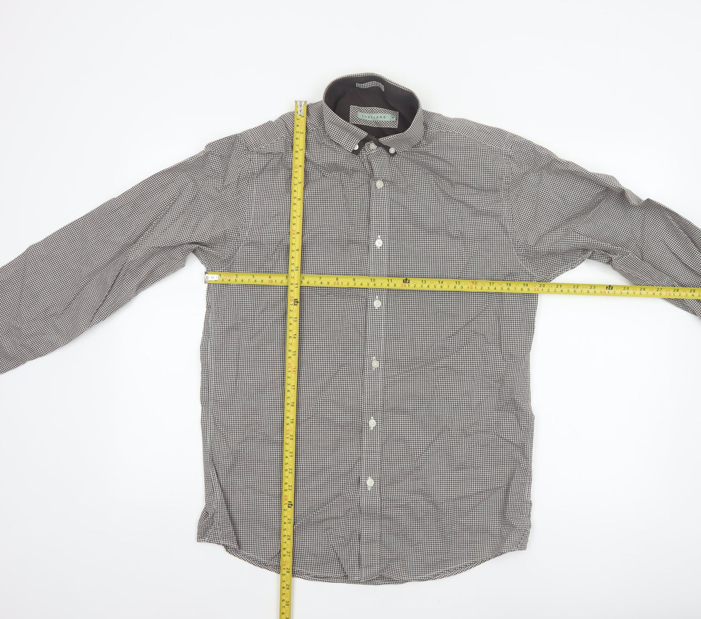 Lakeland Men’s Brown Check Cotton Button-Down Long Sleeve Shirt M