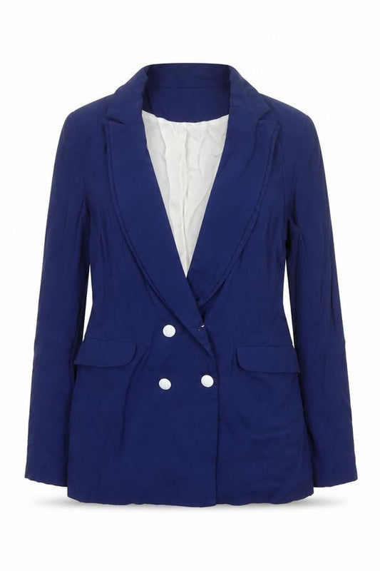 Reiss Women’s Blue L Double-Breasted Peak Lapel Tailored Blazer