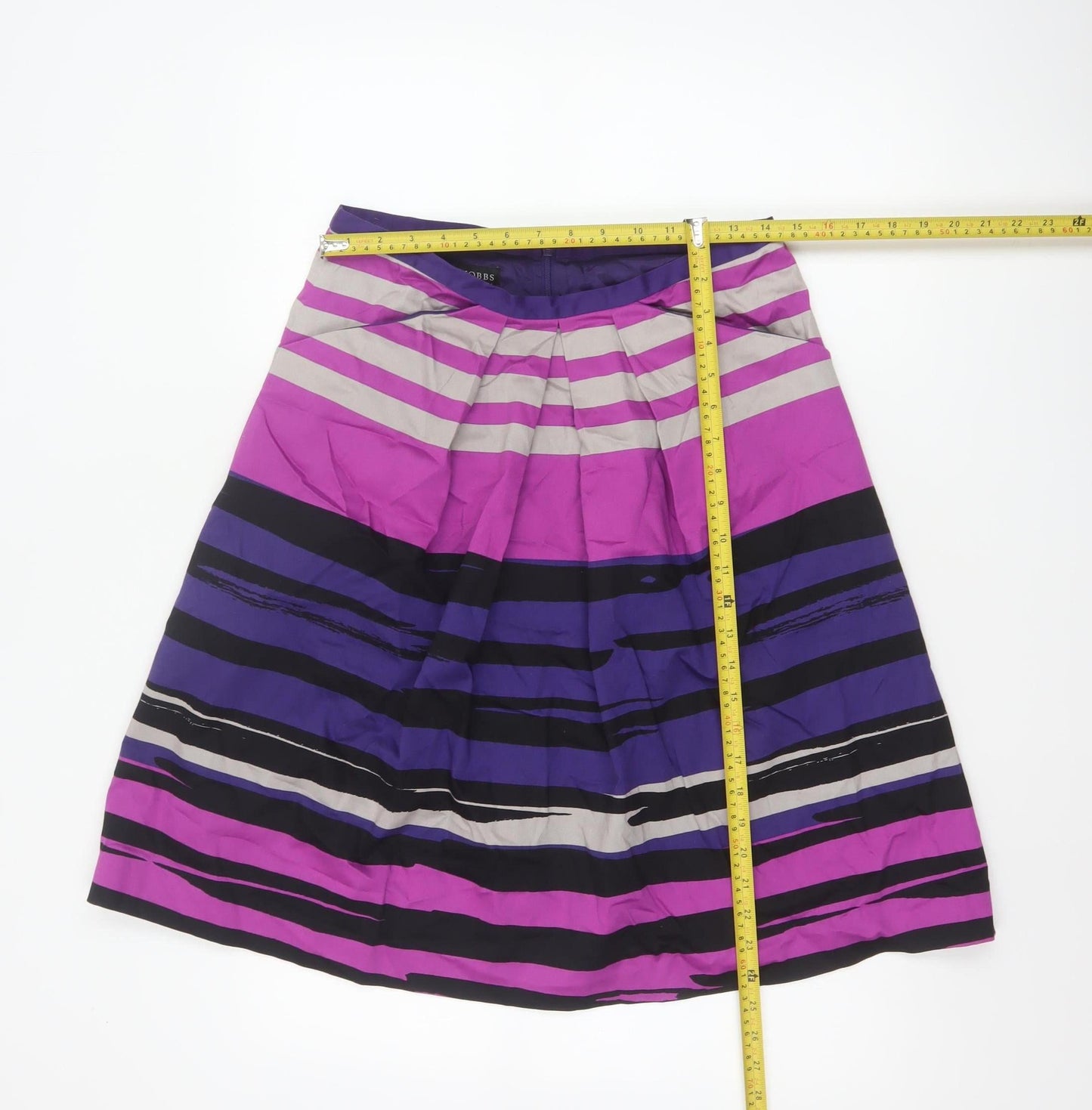 Hobbs Women Multicoloured UK 12 A-Line Knee Length Striped Cotton Skirt