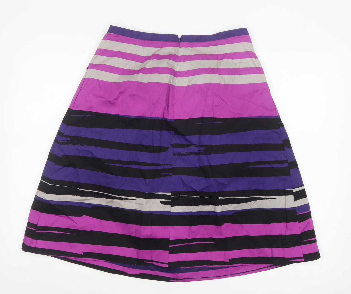 Hobbs Women Multicoloured UK 12 A-Line Knee Length Striped Cotton Skirt