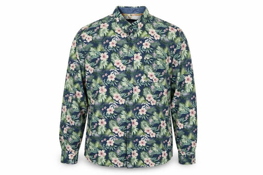 Colours & Sons Men’s Multicoloured XL Tropical Floral Linen Blend Shirt