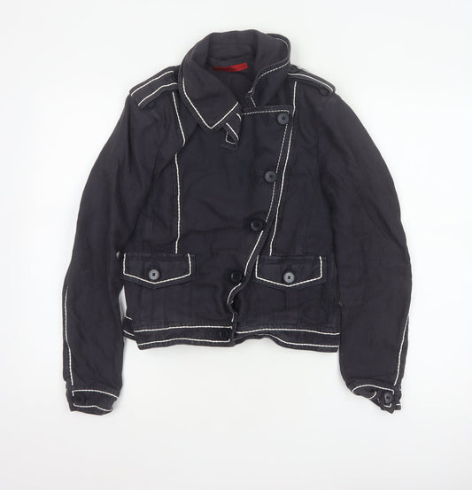 Luisa Cerano Women’s Black UK 10 Cropped Military Linen Jacket