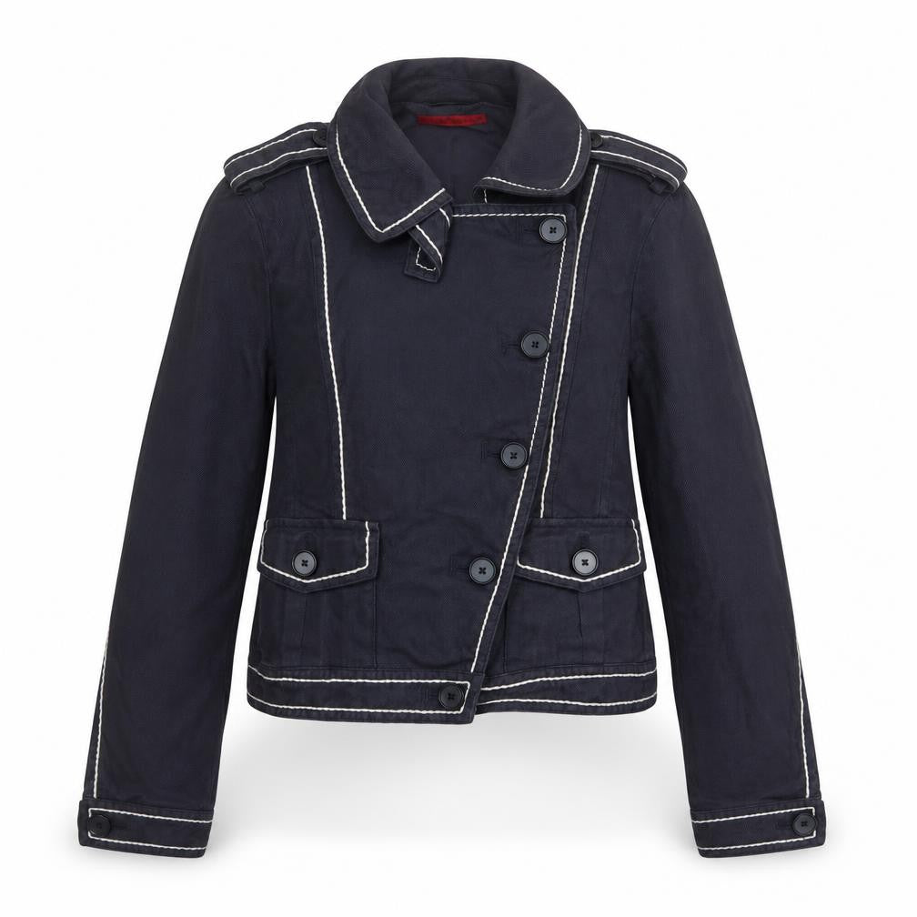 Luisa Cerano Women’s Black UK 10 Cropped Military Linen Jacket