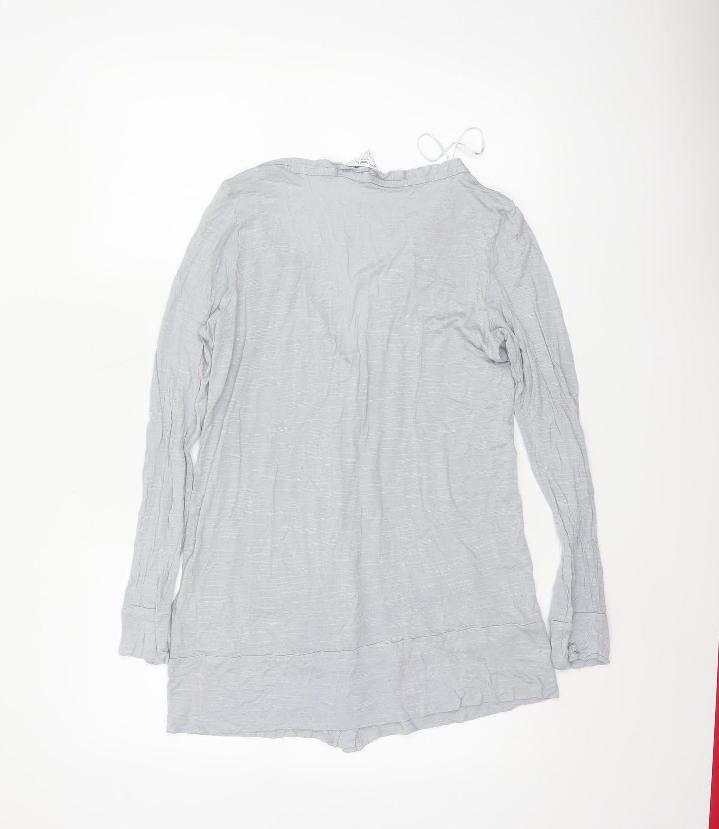 New Look Women Grey UK 14 V-Neck Button-Up Tunic Top Long Sleeve