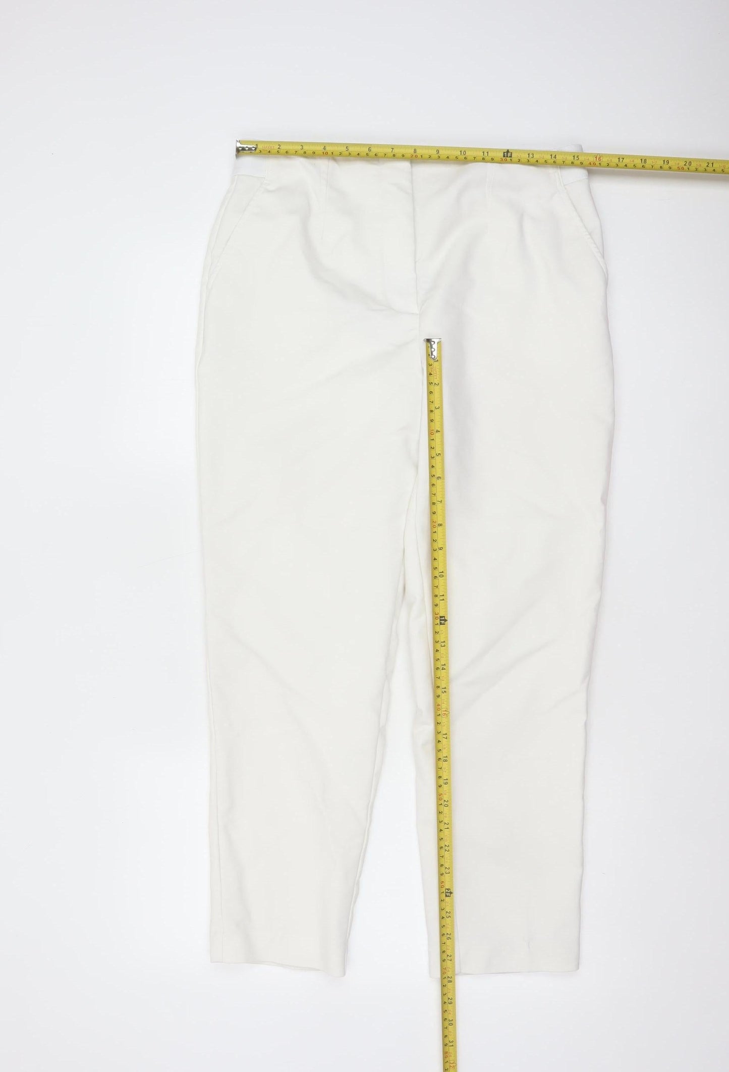 M&S Collection Women’s Ivory Size 14 High Rise Tapered Trousers