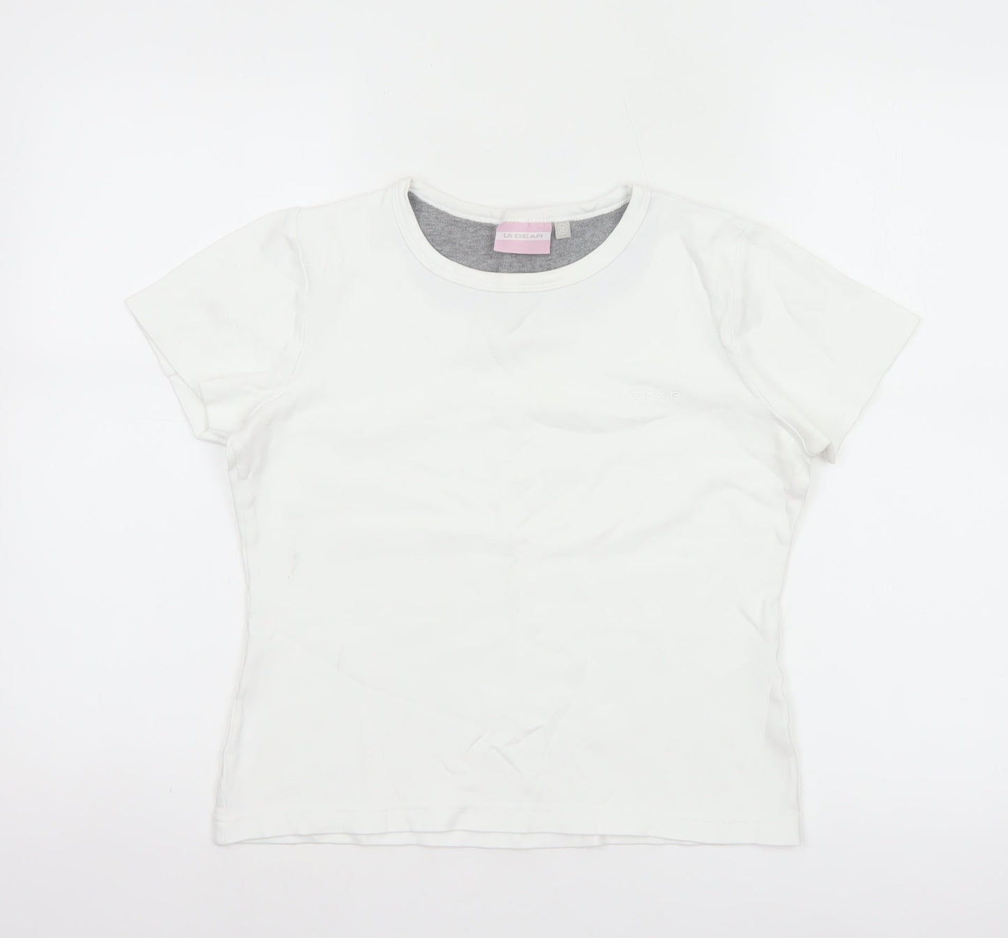 LA Gear Women’s White Size 12 Basic Cotton Crew Neck T-Shirt