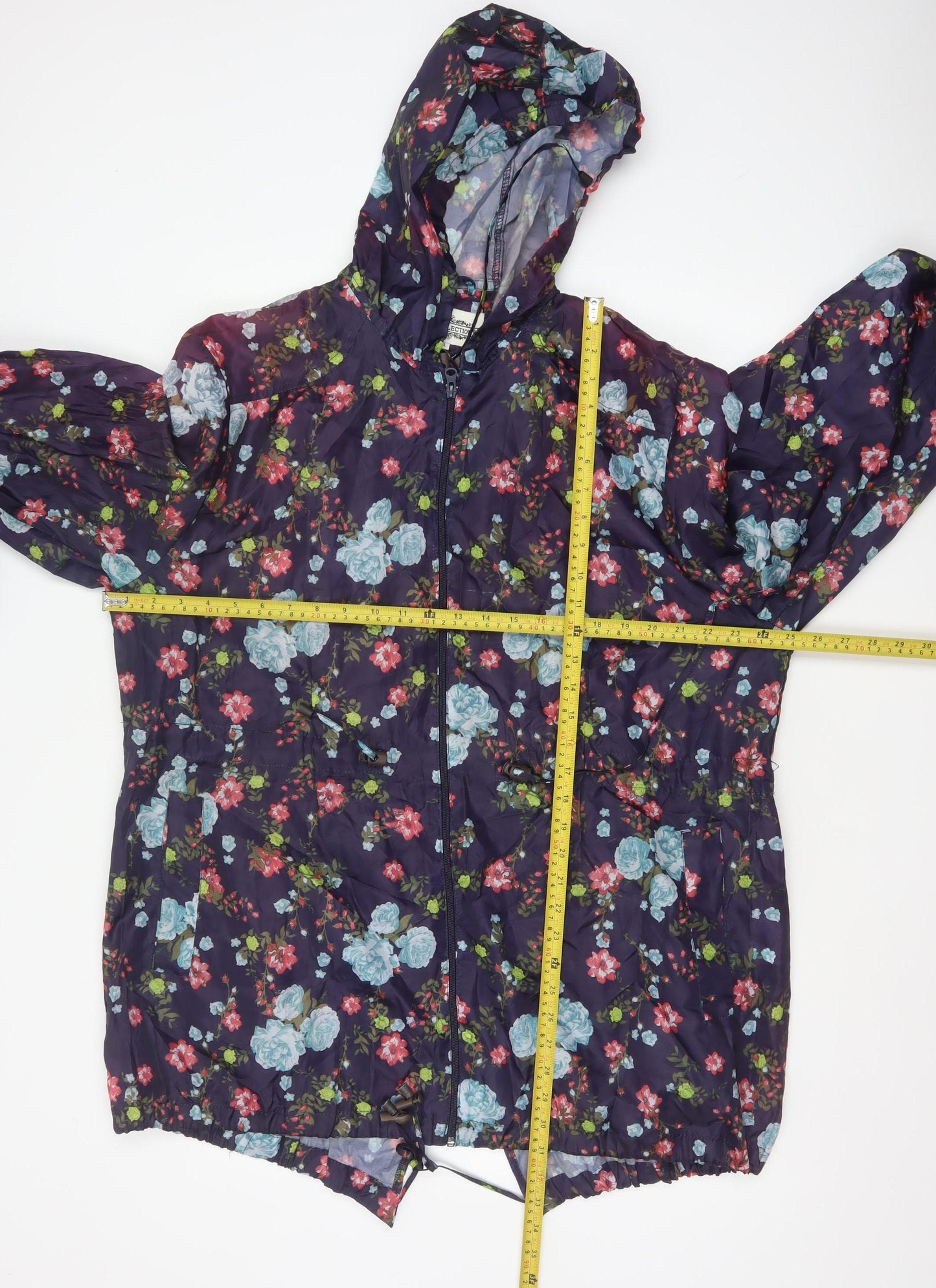 JBC Collection Women’s Multicoloured Floral XL Hooded Windbreaker Jacket
