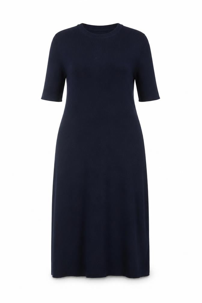 Front view of Anyday John Lewis Women Navy L Long Knit Jumper Dress High Neck