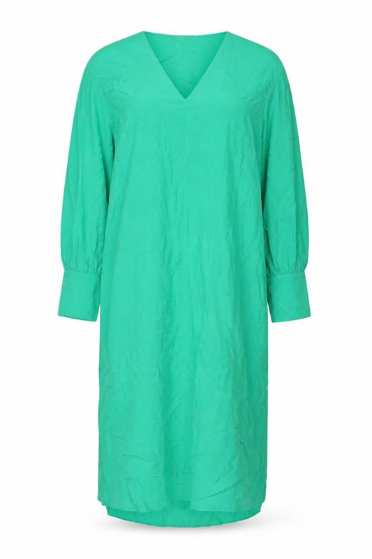 Hush Women Green UK 12 Long Shift Dress V-Neck Balloon Sleeve Viscose