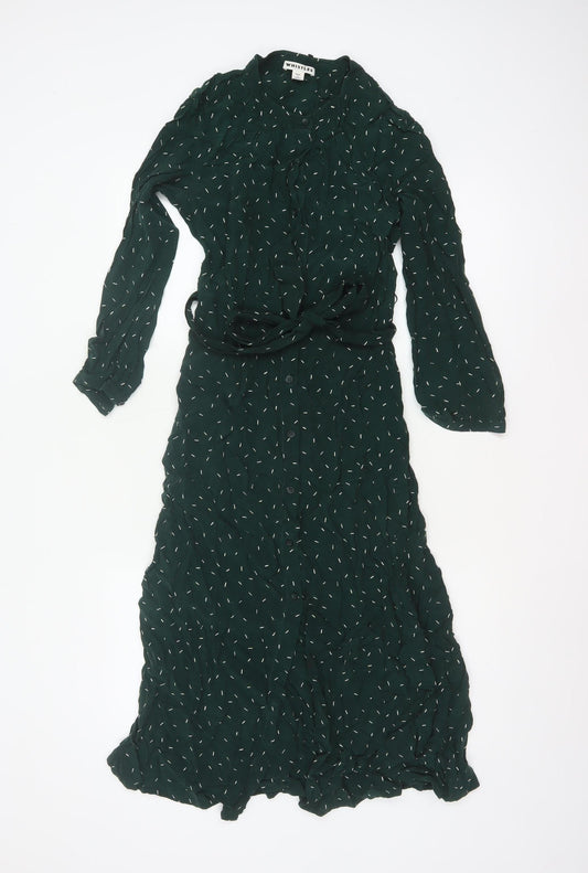 Whistles Women Green UK 6 Maxi Shirt Dress Belted Long Sleeve