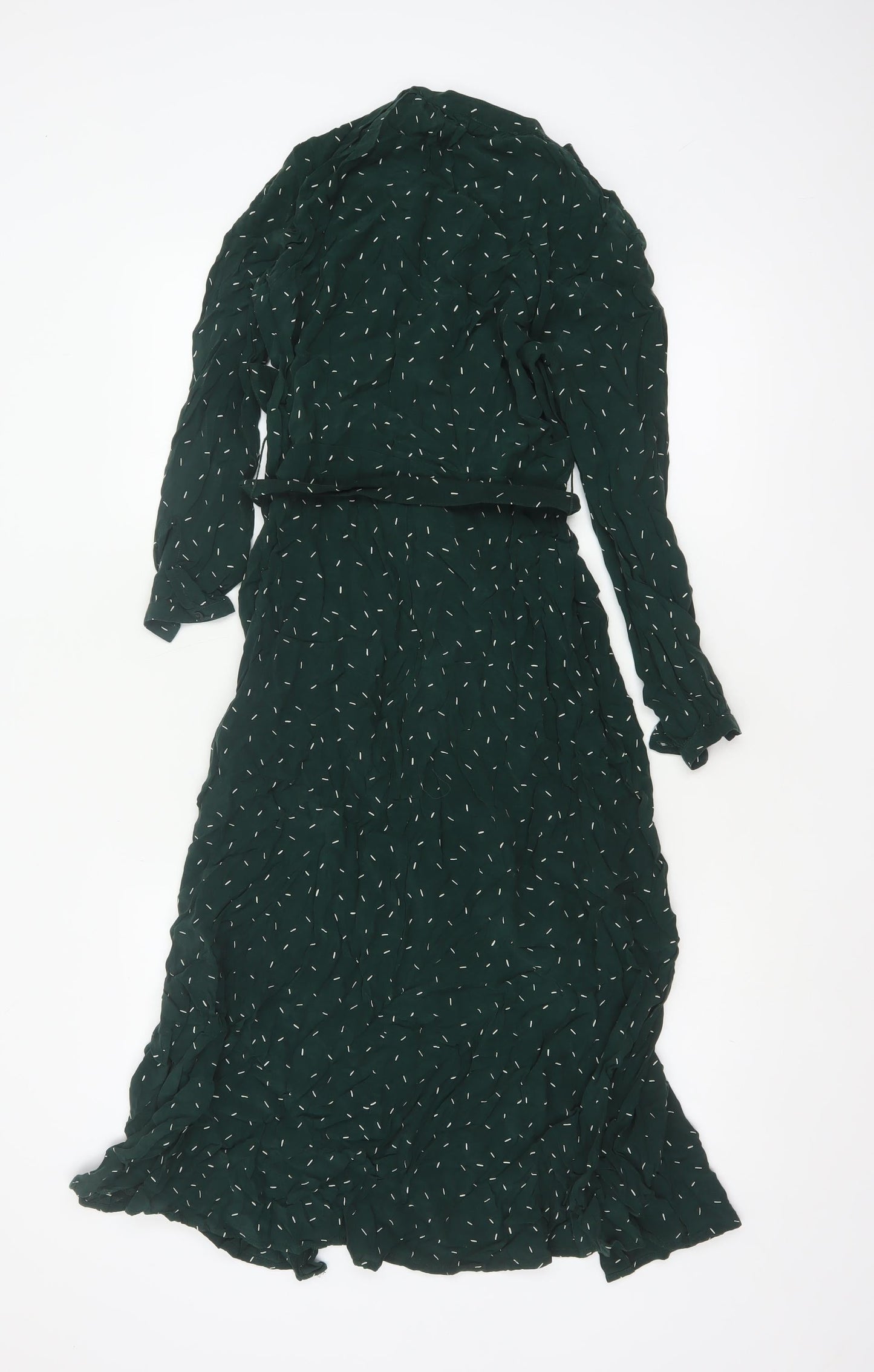 Whistles Women Green UK 6 Maxi Shirt Dress Belted Long Sleeve