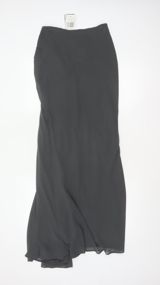 Mango Night Women Black UK 10 Long Wrap Flare Formal Skirt