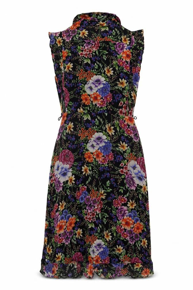Phase Eight Women Black Floral Size 10 Midi Shirt Dress