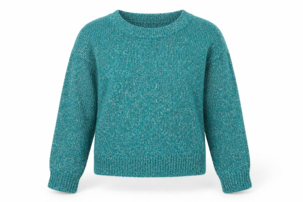 H&M Divided Women’s Teal Metallic Knit Jumper UK 8 Crew Neck