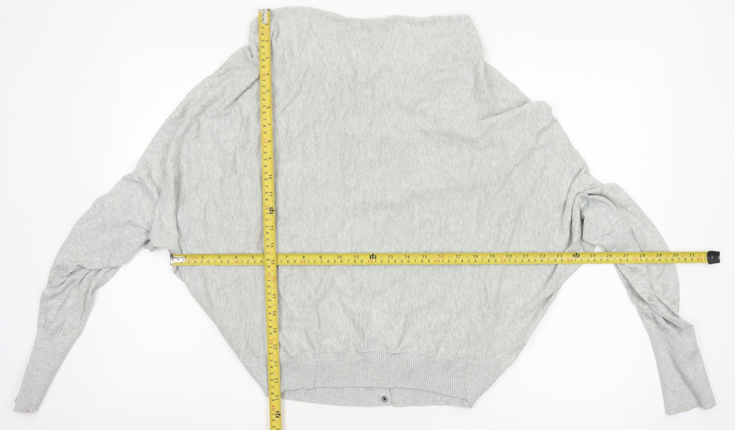 AllSaints Women Grey UK 8 Cowl Neck Button Knit Cardigan
