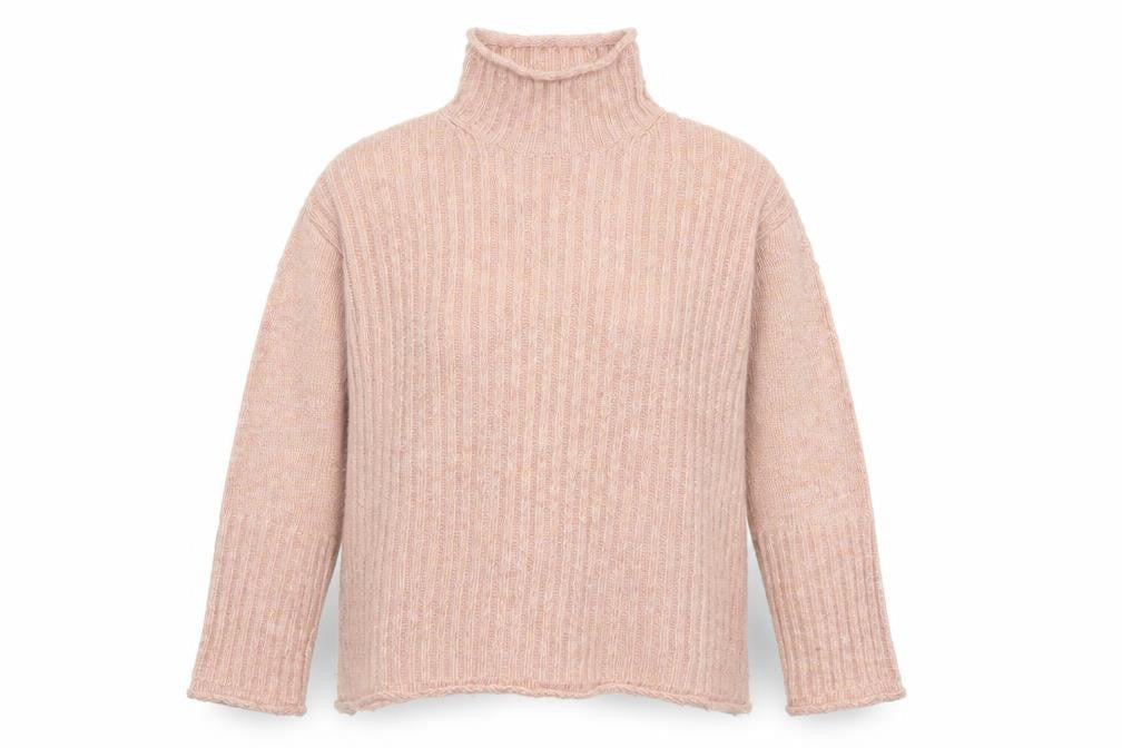 Marks & Spencer Collection Women Pink M Rib Knit Roll Neck Pullover Jumper