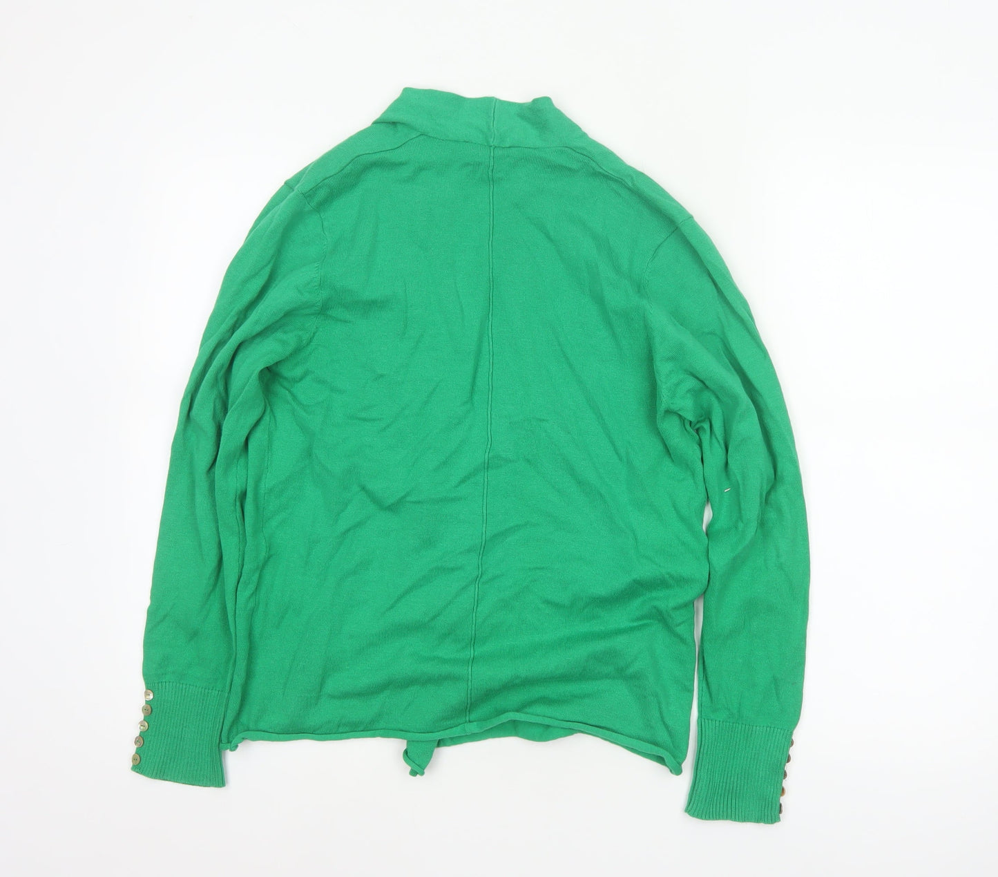 Marble Women Green UK 12 Open Cardigan Cotton Linen Knit Cowl Neck