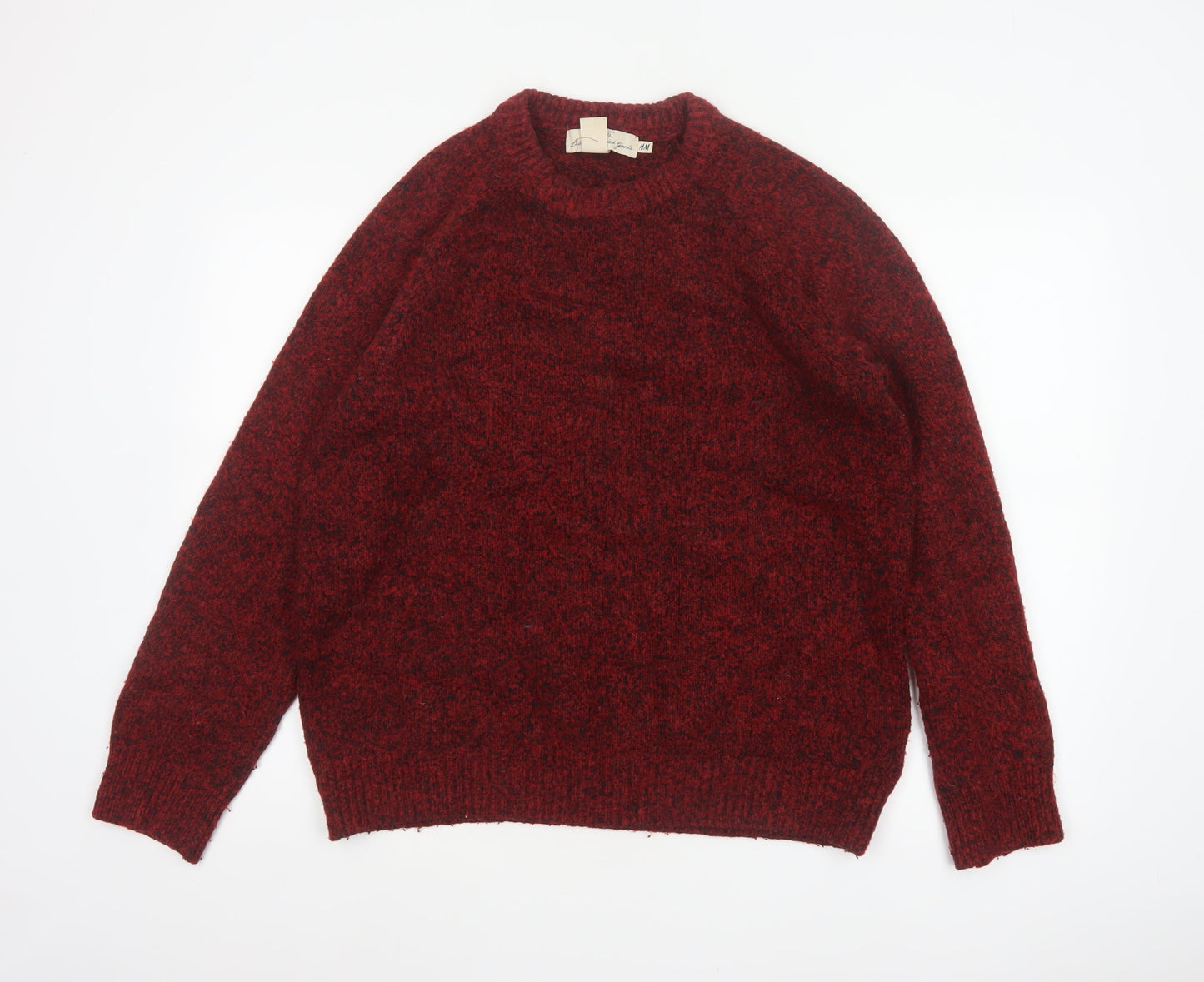 H&M LOGG Men’s Red Chunky Knit Crew Neck Pullover Jumper Size L