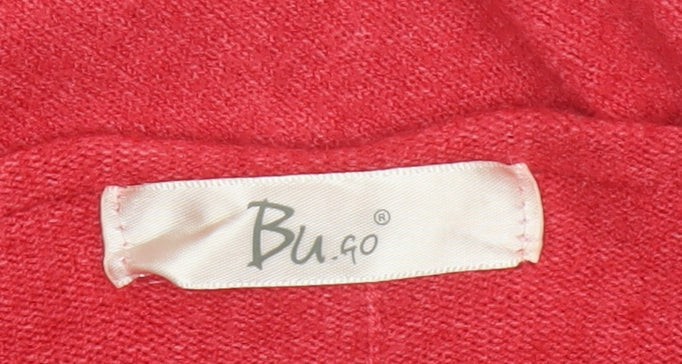 Bu.go Women’s Red M Relaxed Knit Pocket Pullover Jumper