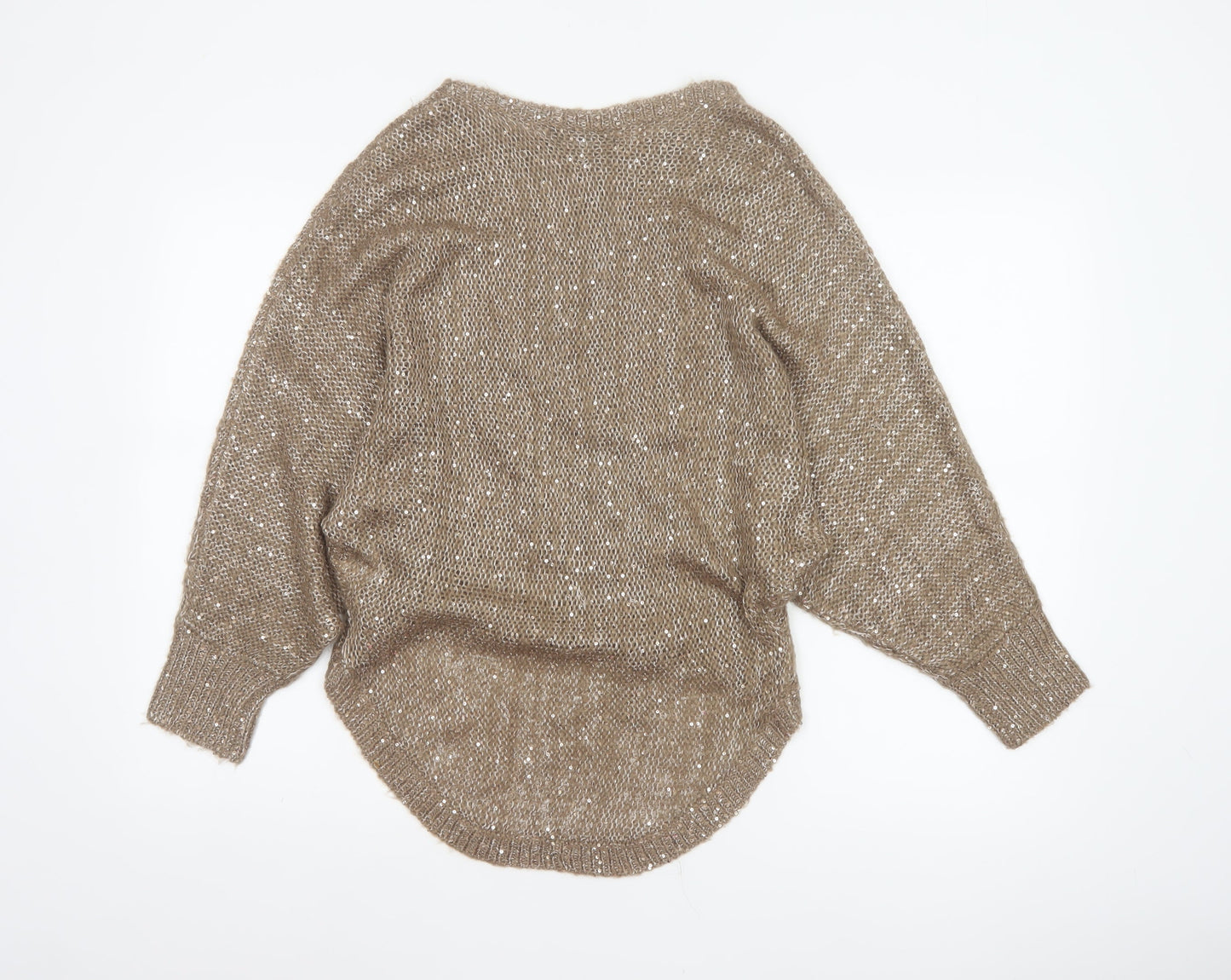 Select Women’s Beige UK 12 Sequin Cable Knit Pullover Jumper