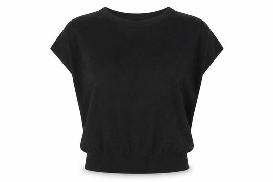 Wallis Women’s Black Metallic Knit Cap Sleeve Jumper UK 8