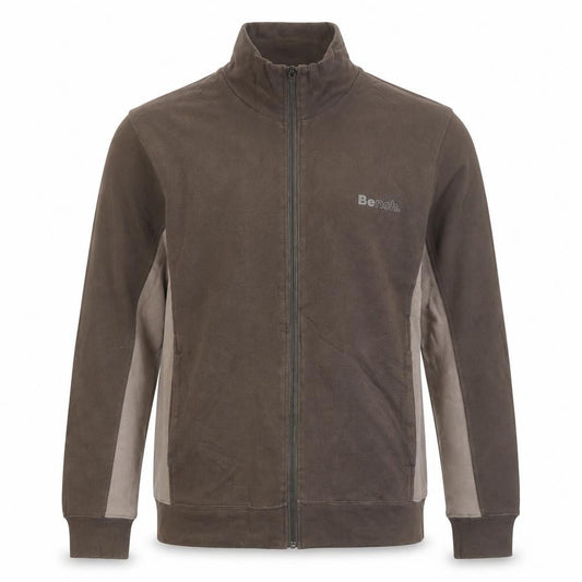 Bench Men’s Brown Full Zip Logo Sweatshirt High Neck Cotton Size L