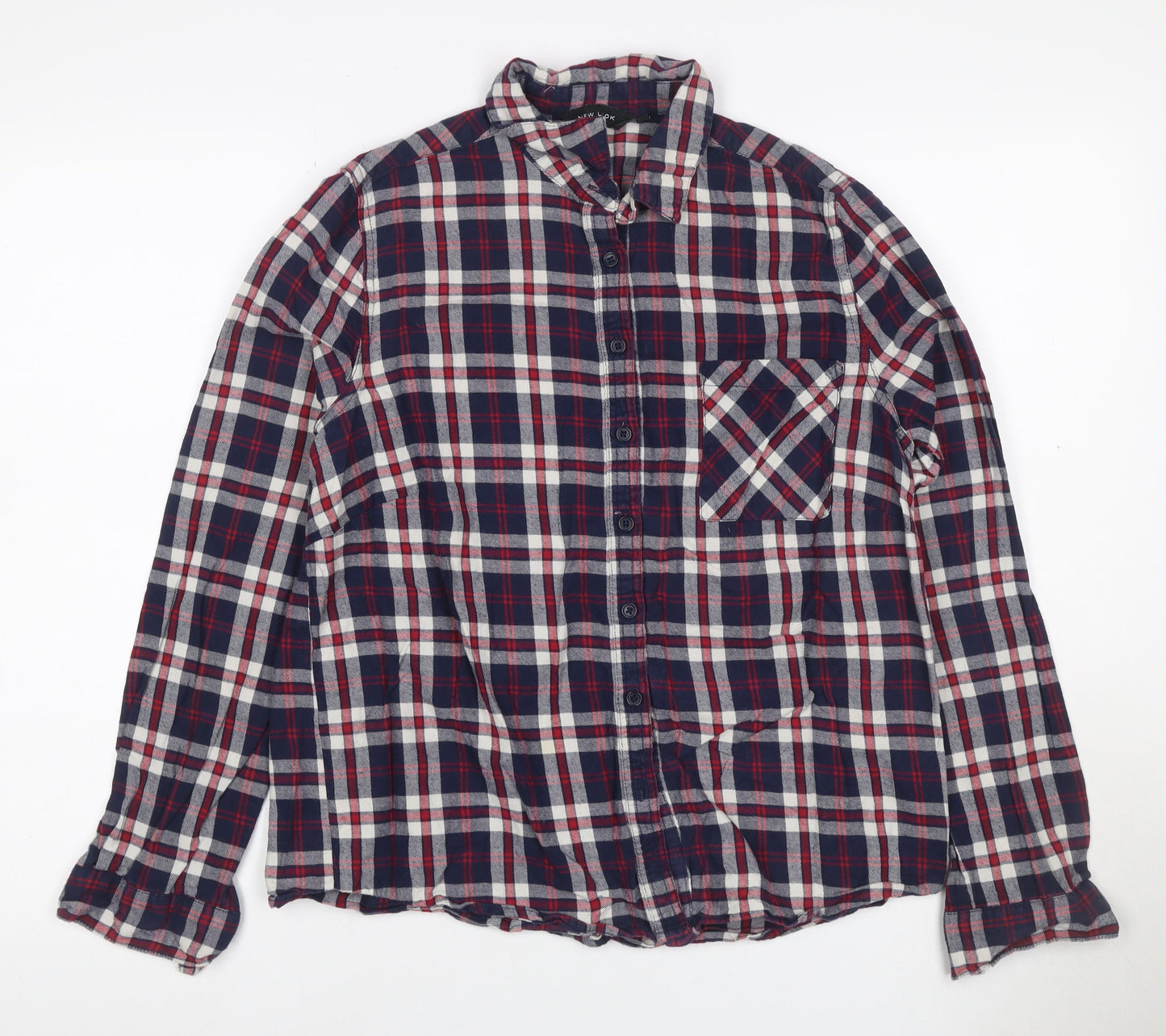 New Look Women's Multicoloured UK 10 Basic Plaid Cotton Shirt
