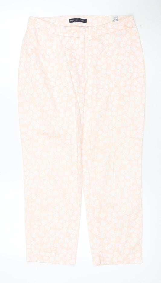 Marks & Spencer Women’s Pink Floral Cotton Stretch Trousers UK 10 Short