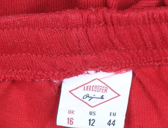 Brand and care label for Lee Cooper Women Red UK 16 Sweatpants Jogger Drawstring Cotton Blend