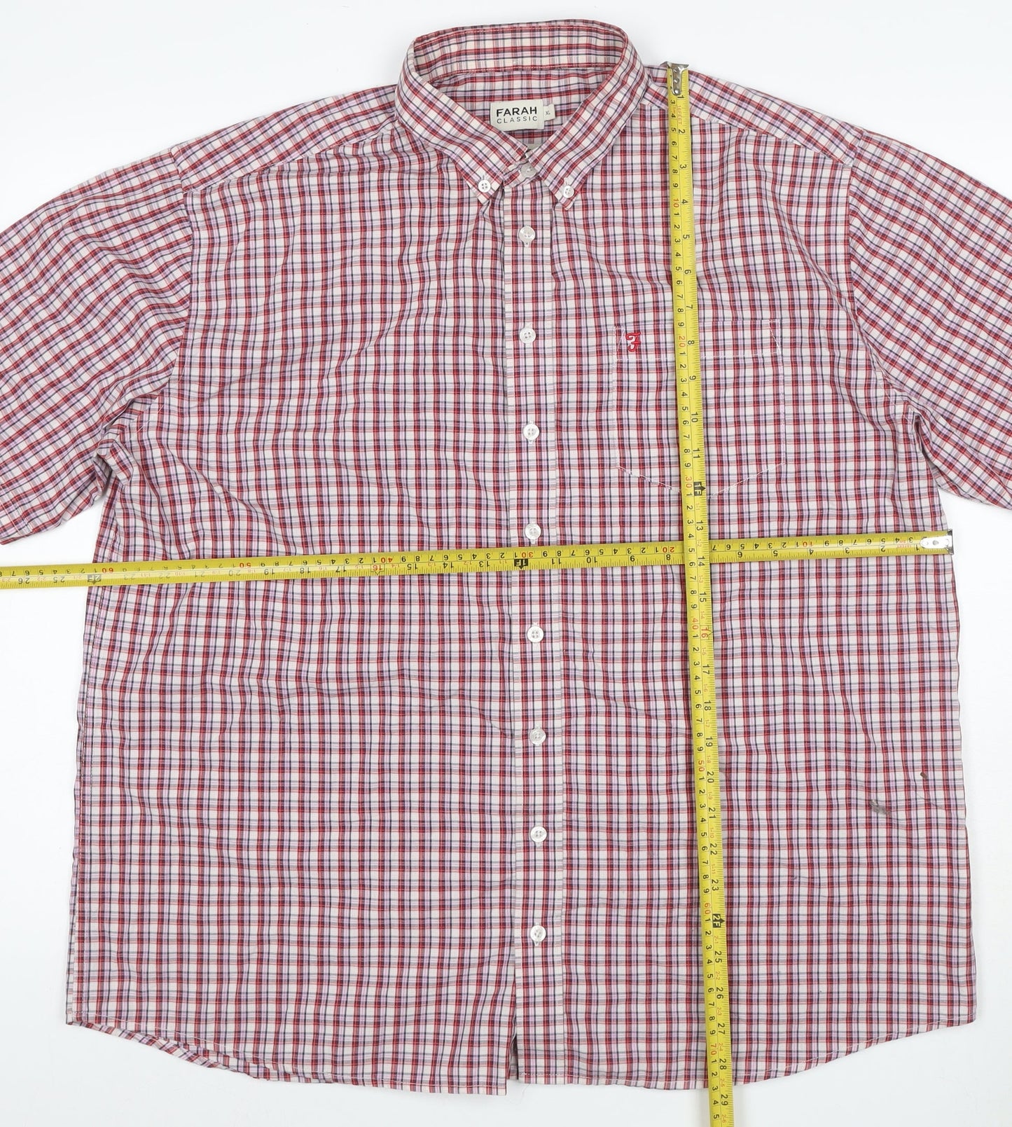 Farah Classic Men’s Multicoloured Check Short Sleeve Shirt XL