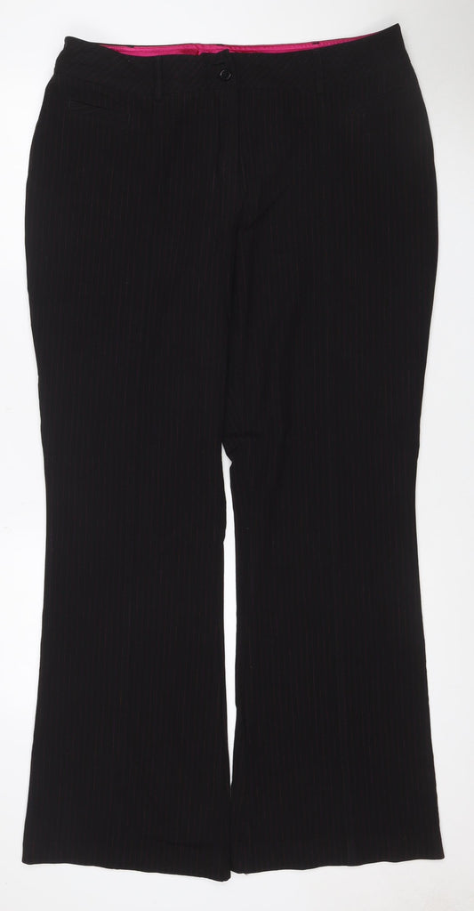 Marks & Spencer Women Black UK 18 Long Pinstripe Dress Trousers