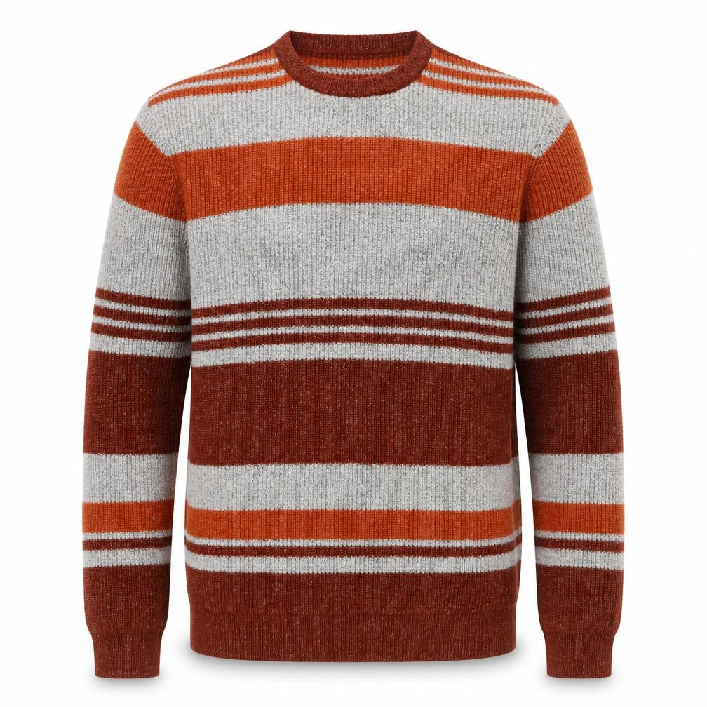 Marks & Spencer Men’s Brown Striped Chunky Knit Crew Neck Jumper L
