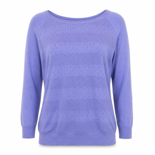 FatFace Women Purple UK 10 Round Neck Pointelle Knit Wool Silk Jumper
