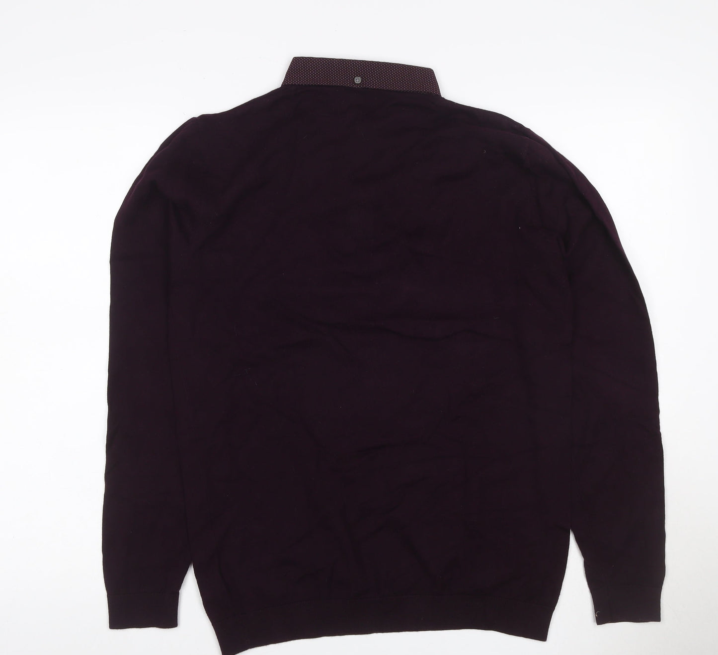 Next Men Purple M Long Sleeve Button-Down Collar Polo Shirt