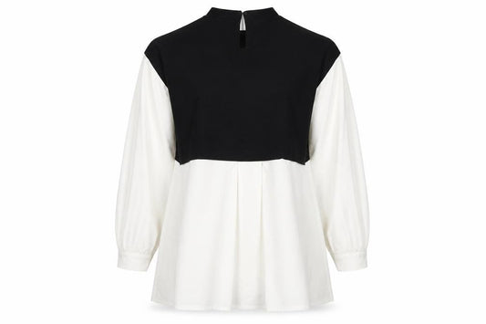 Noisy May Women Black White L Layered High Neck Shirt Dress
