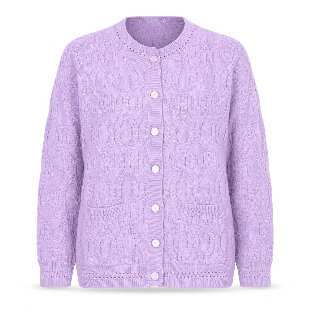 Beaumonde Paris Women Purple UK 12 Cable Knit Button Cardigan