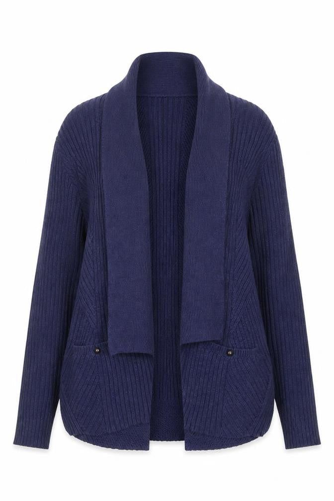 Marks & Spencer Women Navy UK 16 Open Cable Knit Cotton Cardigan