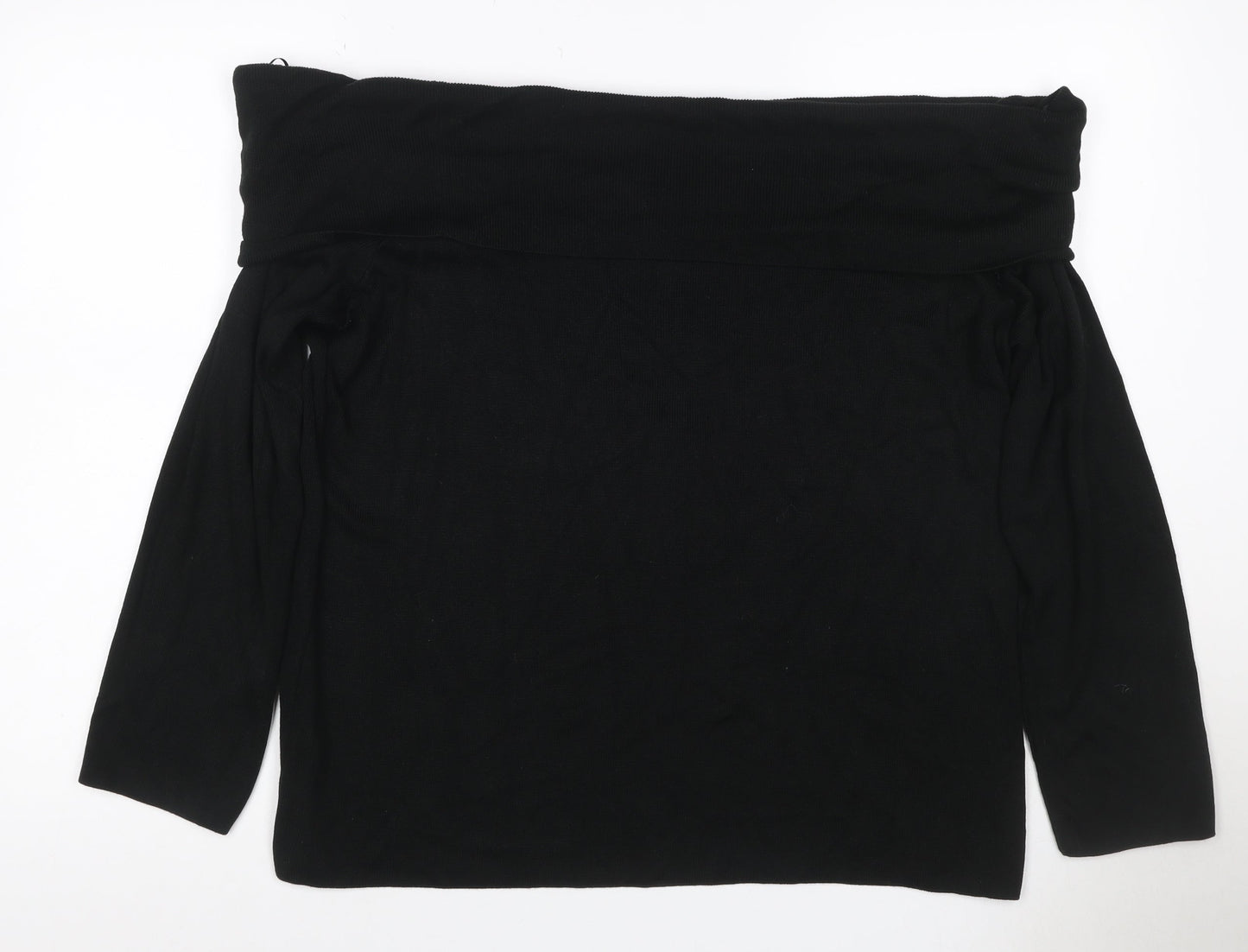 Marks and Spencer Women Black Size 22 Boat Neck Knit Jumper